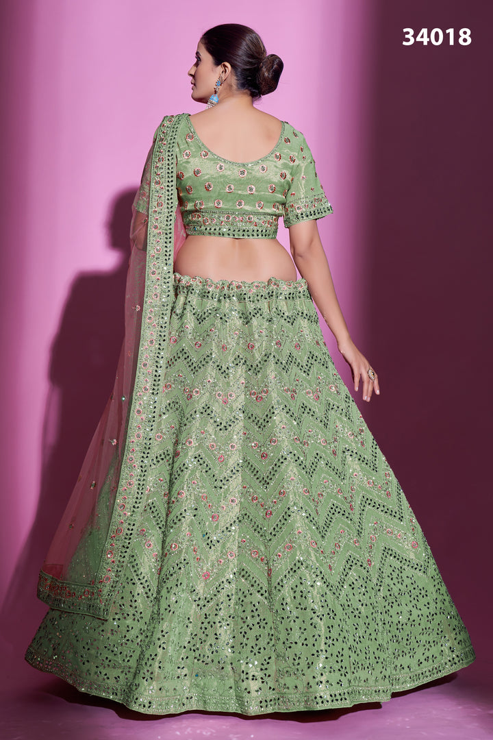 Gota Silk Lehenga with Mirror & Thread Embroidery | Designer Ethnic Wear