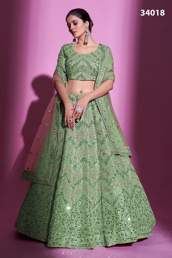 Gota Silk Lehenga with Mirror & Thread Embroidery | Designer Ethnic Wear