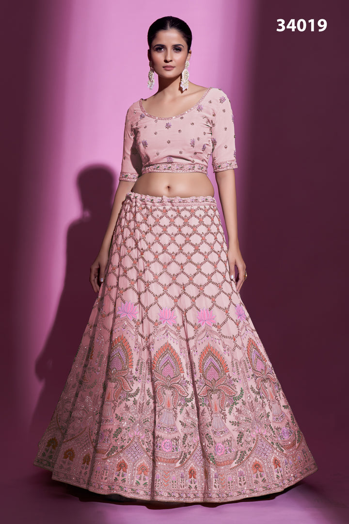 Georgette Lehenga with Zari & Stone Embroidery | Designer Party Wear