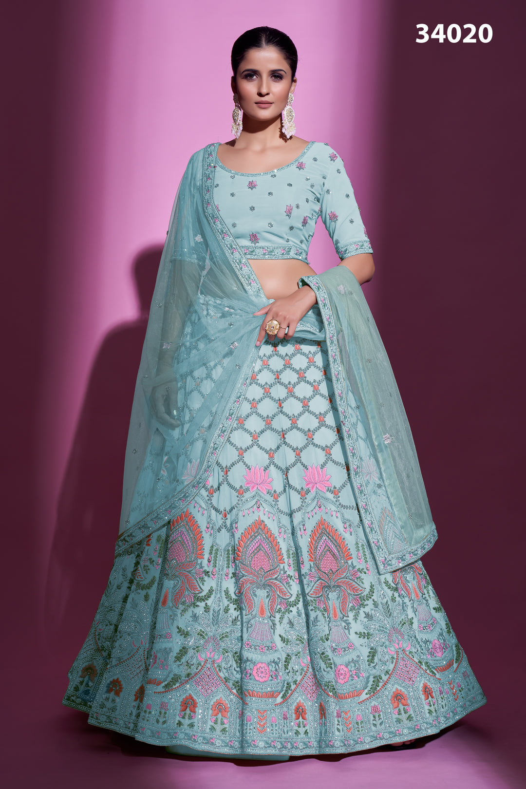 Georgette Lehenga with Zari & Stone Embroidery | Designer Party Wear