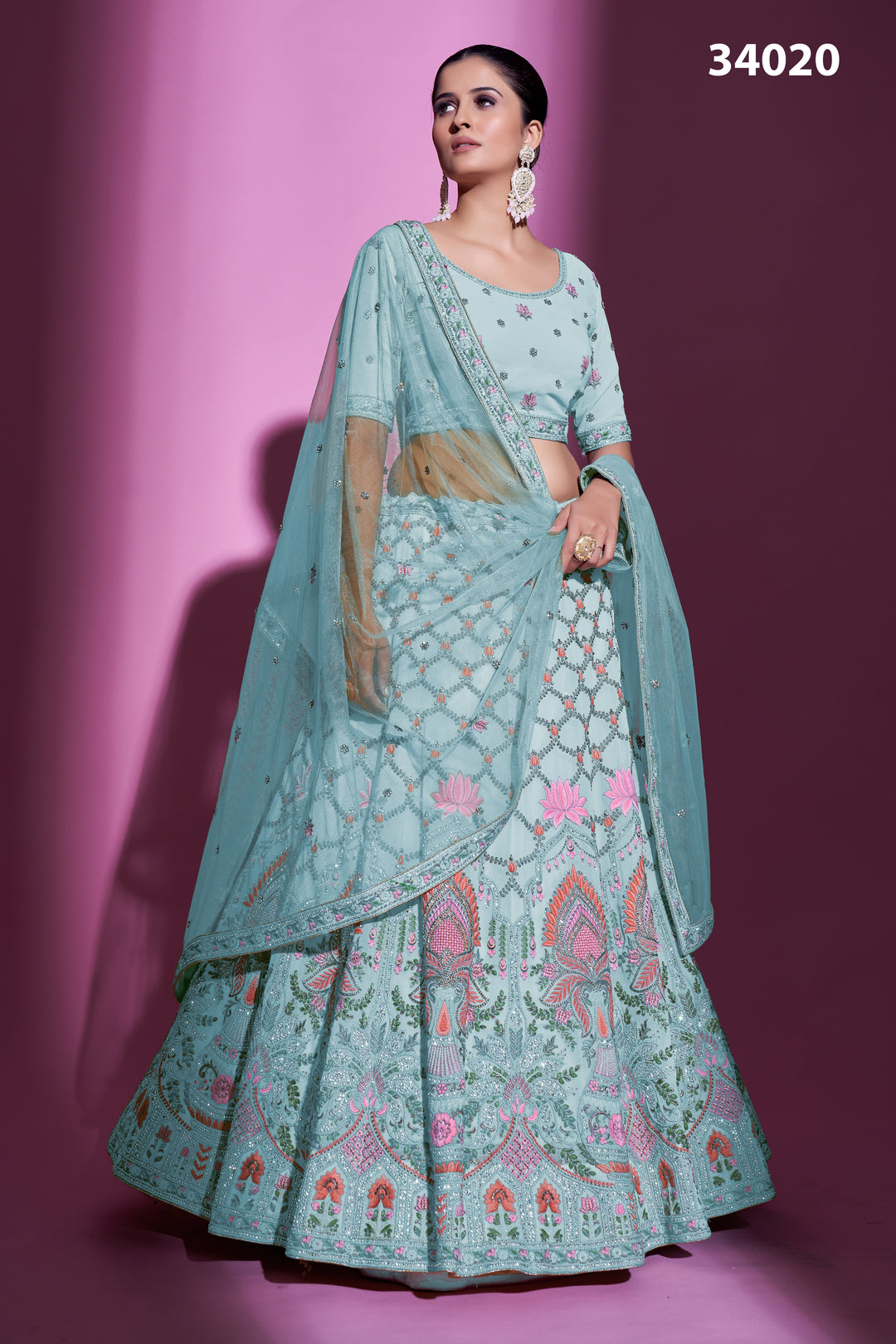 Georgette Lehenga with Zari & Stone Embroidery | Designer Party Wear