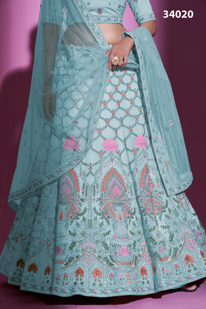 Georgette Lehenga with Zari & Stone Embroidery | Designer Party Wear