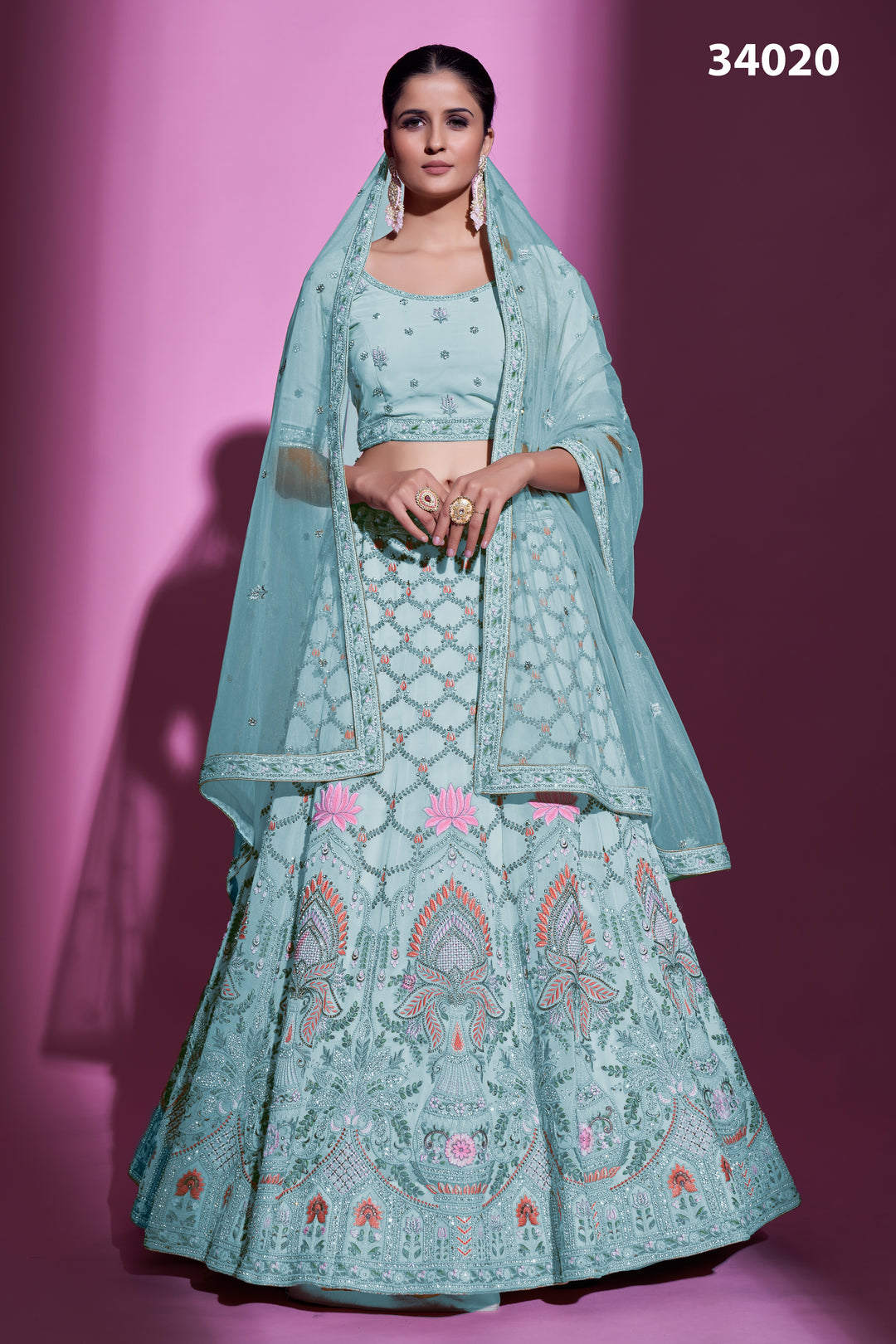 Georgette Lehenga with Zari & Stone Embroidery | Designer Party Wear