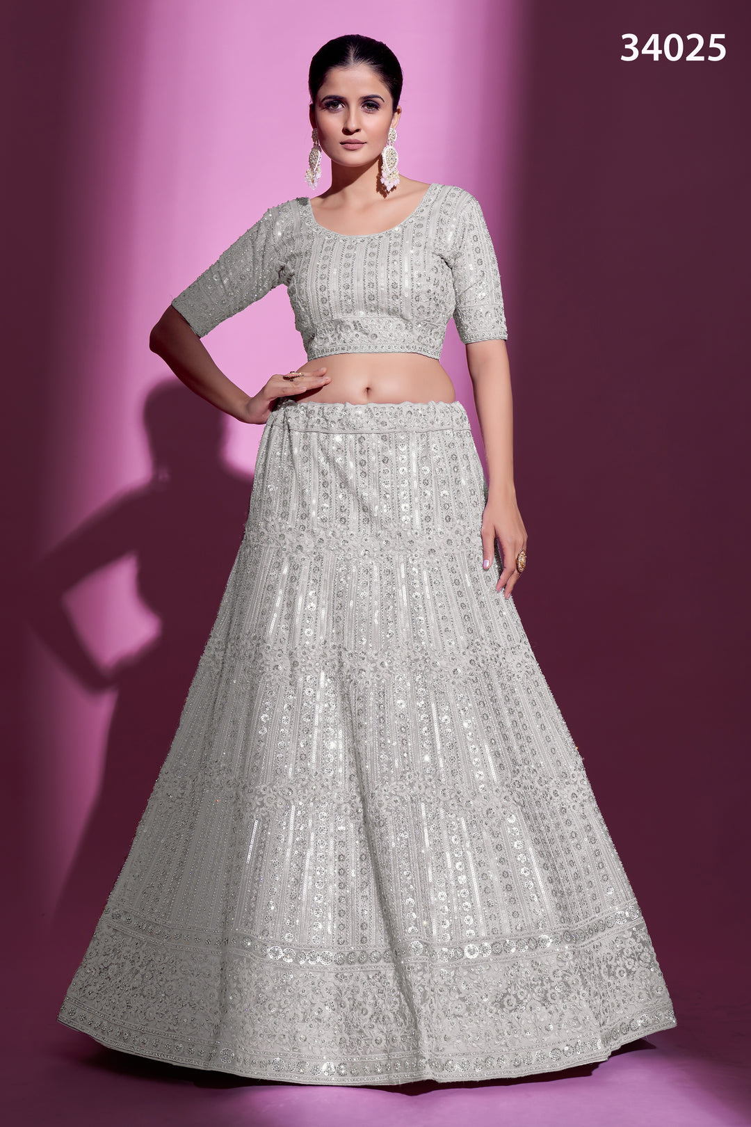 Soft Net Lehenga with Sequins & Zarkan Work | Designer Festive Wear