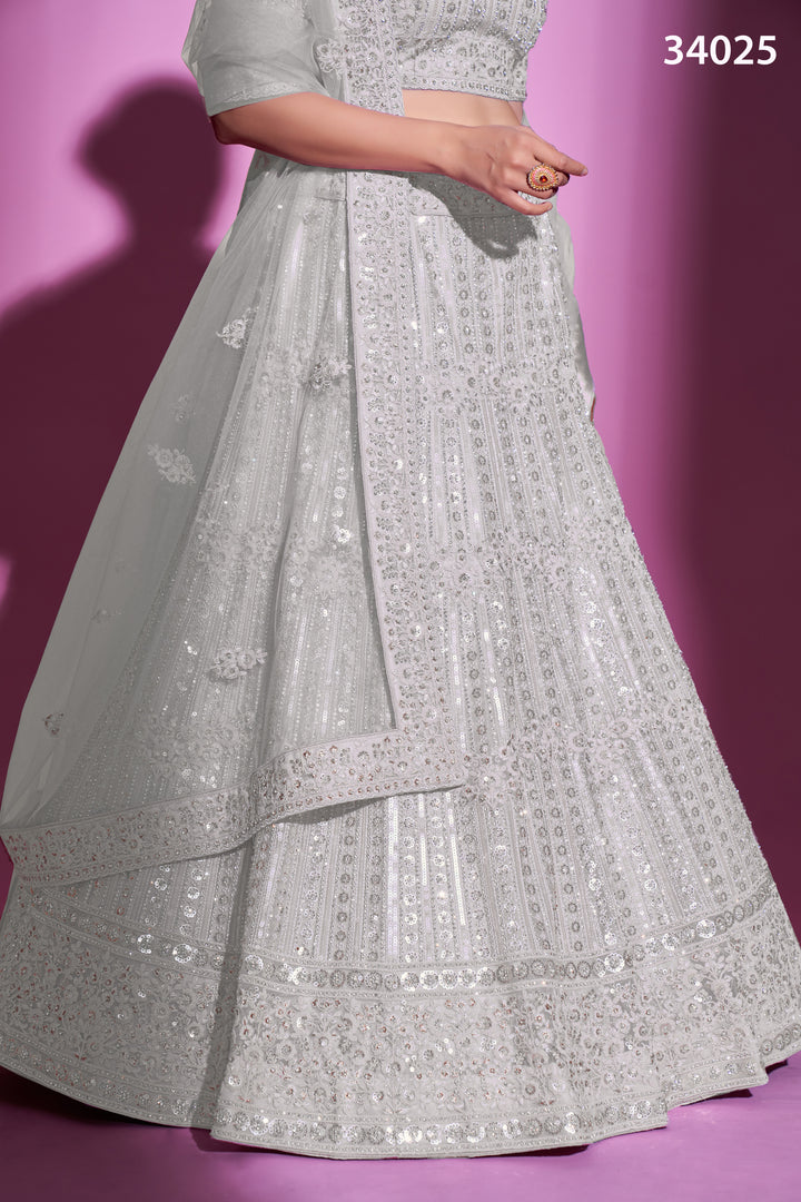 Soft Net Lehenga with Sequins & Zarkan Work | Designer Festive Wear