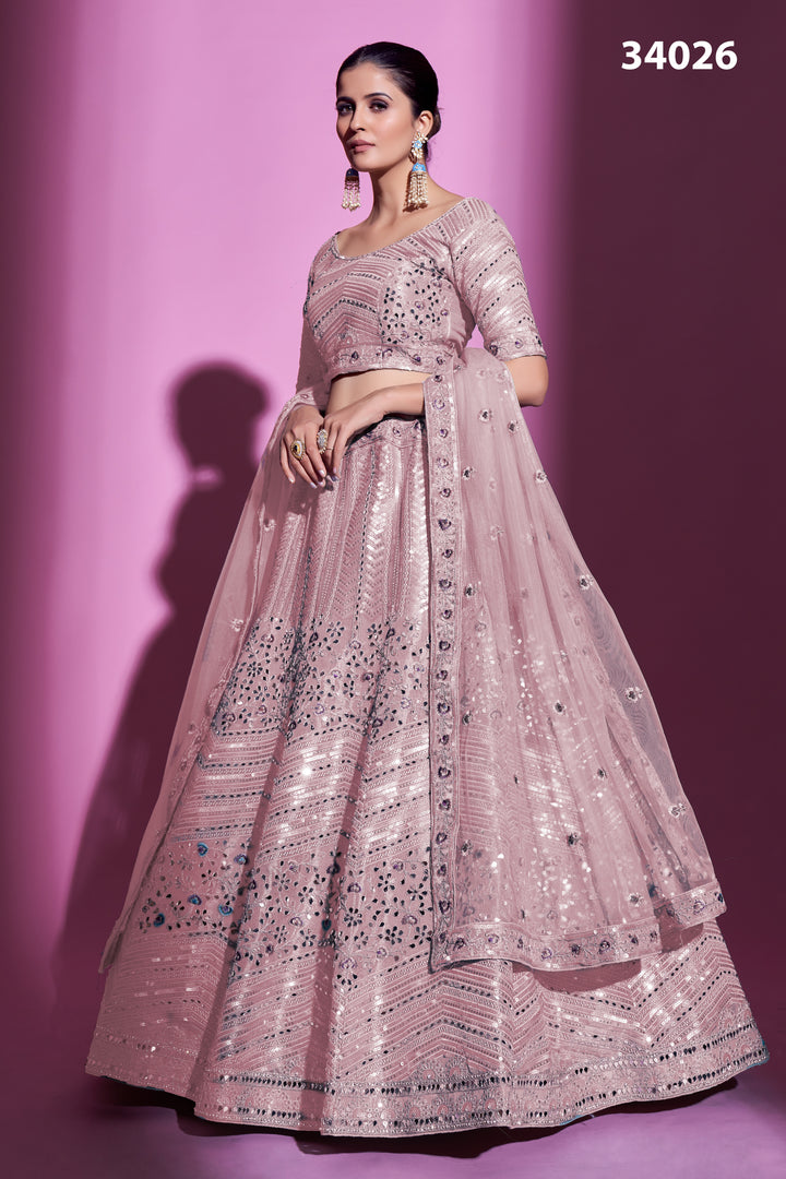 Gota Silk Lehenga with Mirror Work | Elegant Designer Lehenga for Women