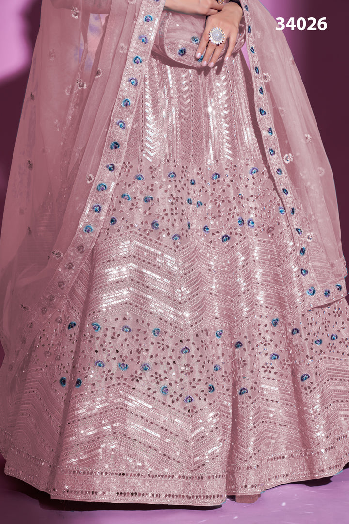 Gota Silk Lehenga with Mirror Work | Elegant Designer Lehenga for Women