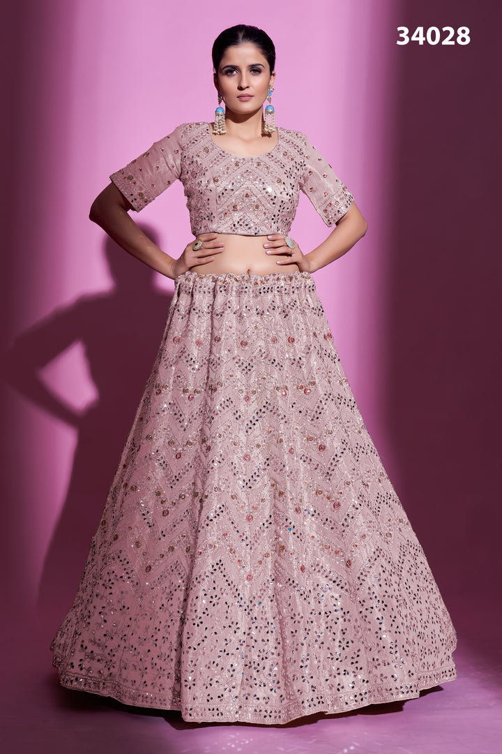 Gota Silk Lehenga with Mirror & Thread Embroidery | Designer Ethnic Wear