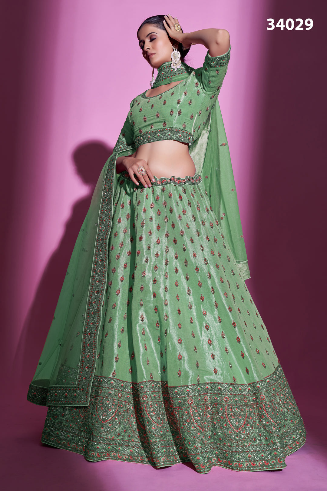 Silk Designer Lehenga Choli | Embroidered Lehenga with Net Dupatta