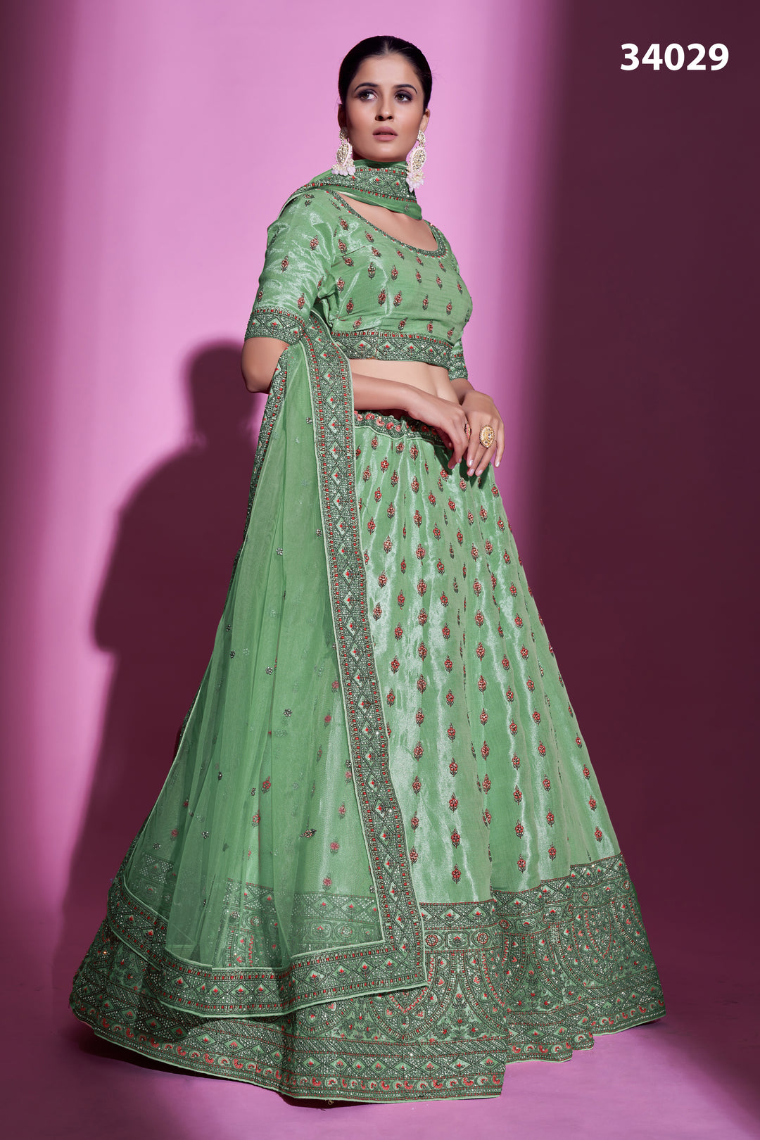 Silk Designer Lehenga Choli | Embroidered Lehenga with Net Dupatta