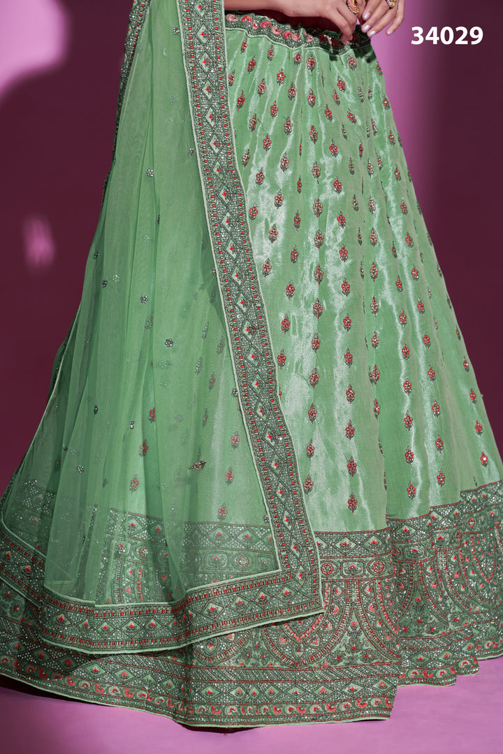 Silk Designer Lehenga Choli | Embroidered Lehenga with Net Dupatta