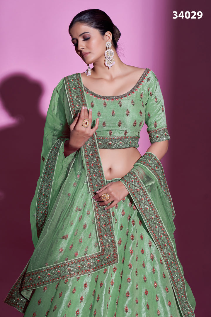 Silk Designer Lehenga Choli | Embroidered Lehenga with Net Dupatta