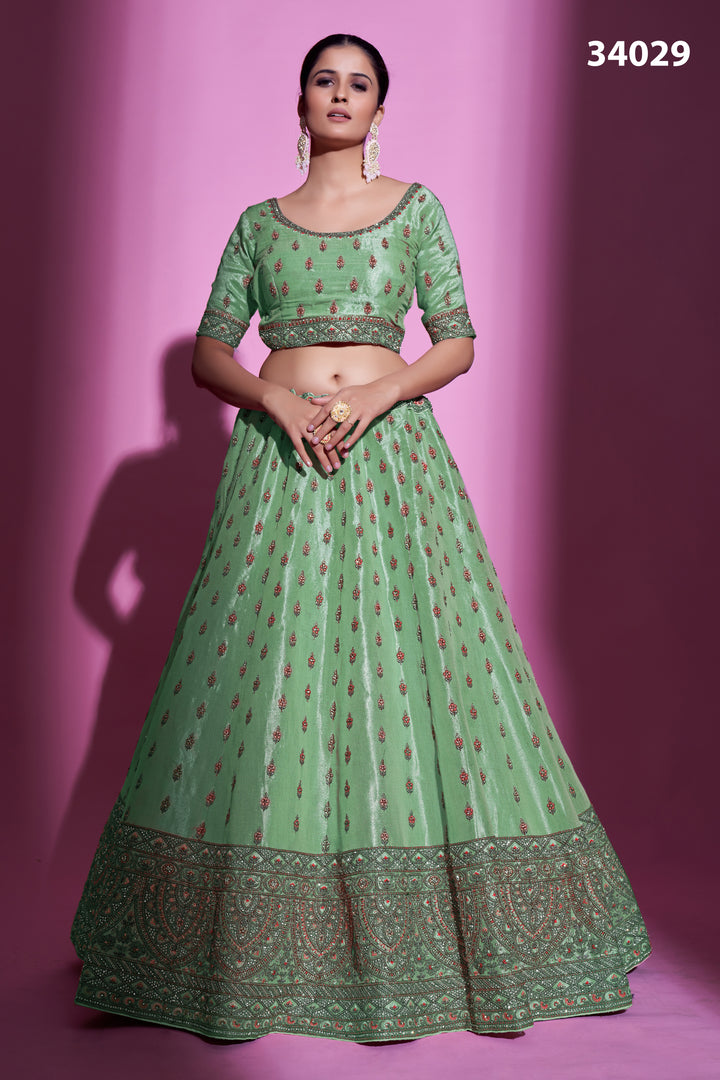 Silk Designer Lehenga Choli | Embroidered Lehenga with Net Dupatta