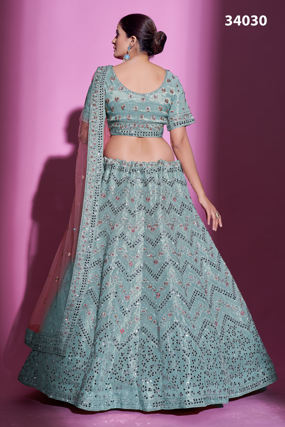 Gota Silk Lehenga with Mirror & Thread Embroidery | Designer Ethnic Wear