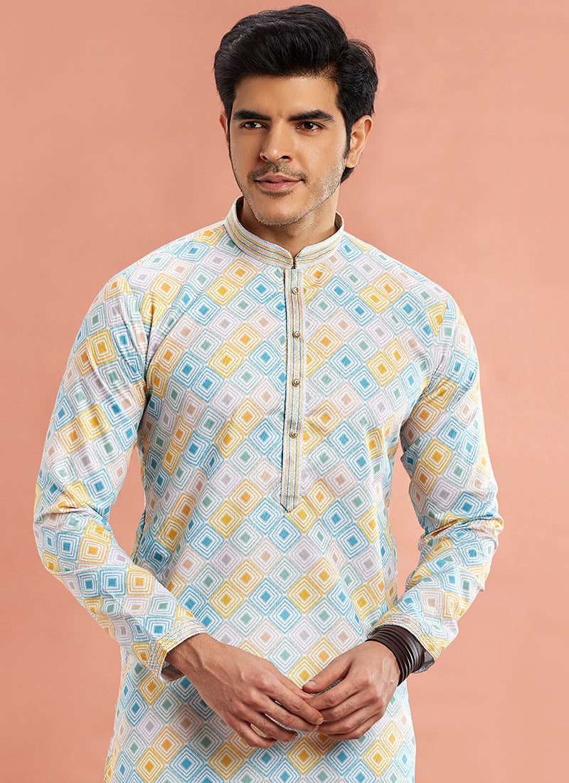 Premium Multicolor  Cotton Art Silk Premium Kurta Pajama | Symbolizing Elegance & Luxury in Every Detail