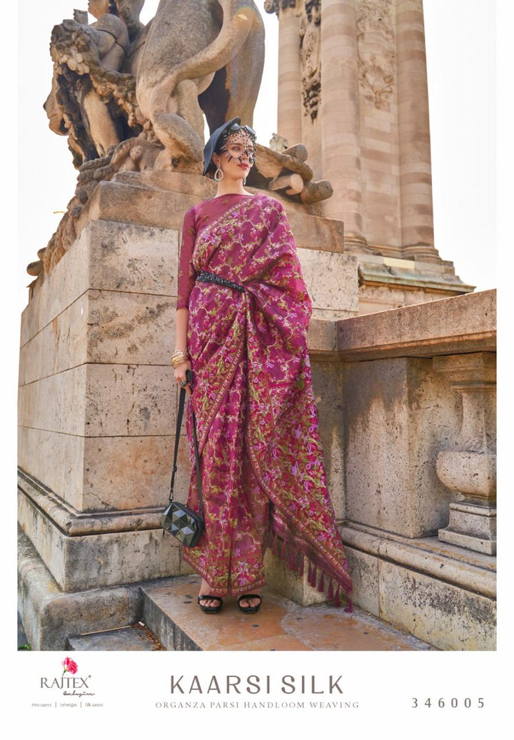 Elegant Handloom Organza Parsi Weaving Saree | Perfect for Special Occasions