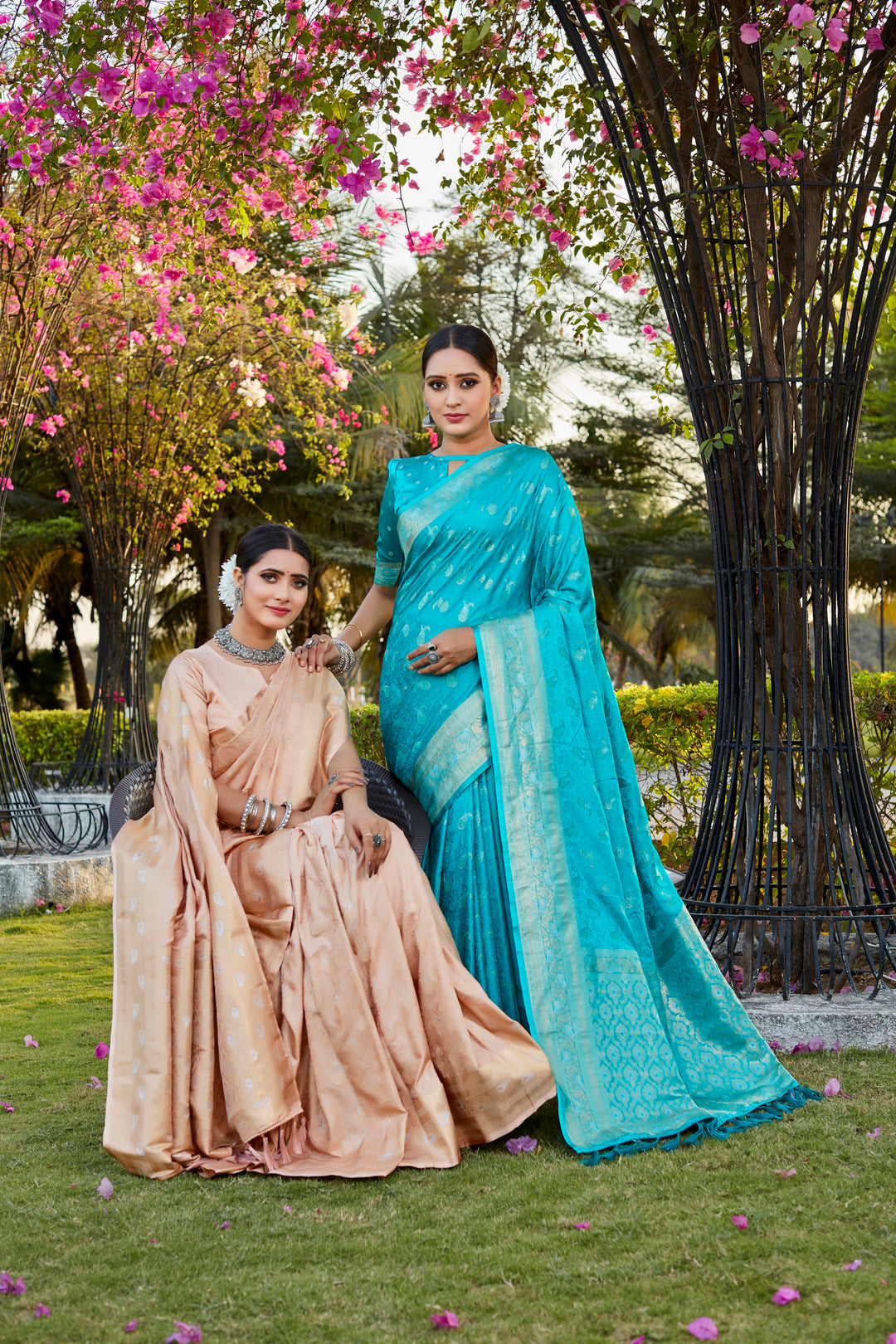 Elegant red satin silk Kanjivaram saree with intricate butta and woven pallu, perfect for traditional occasions.