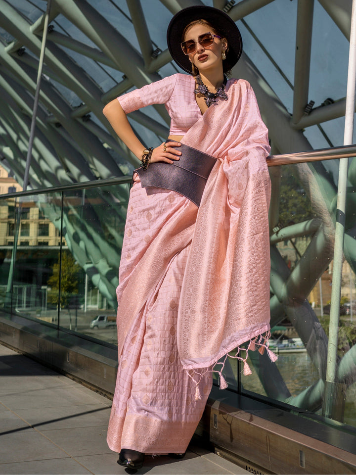 Pink silk saree crafted for elegance and style.