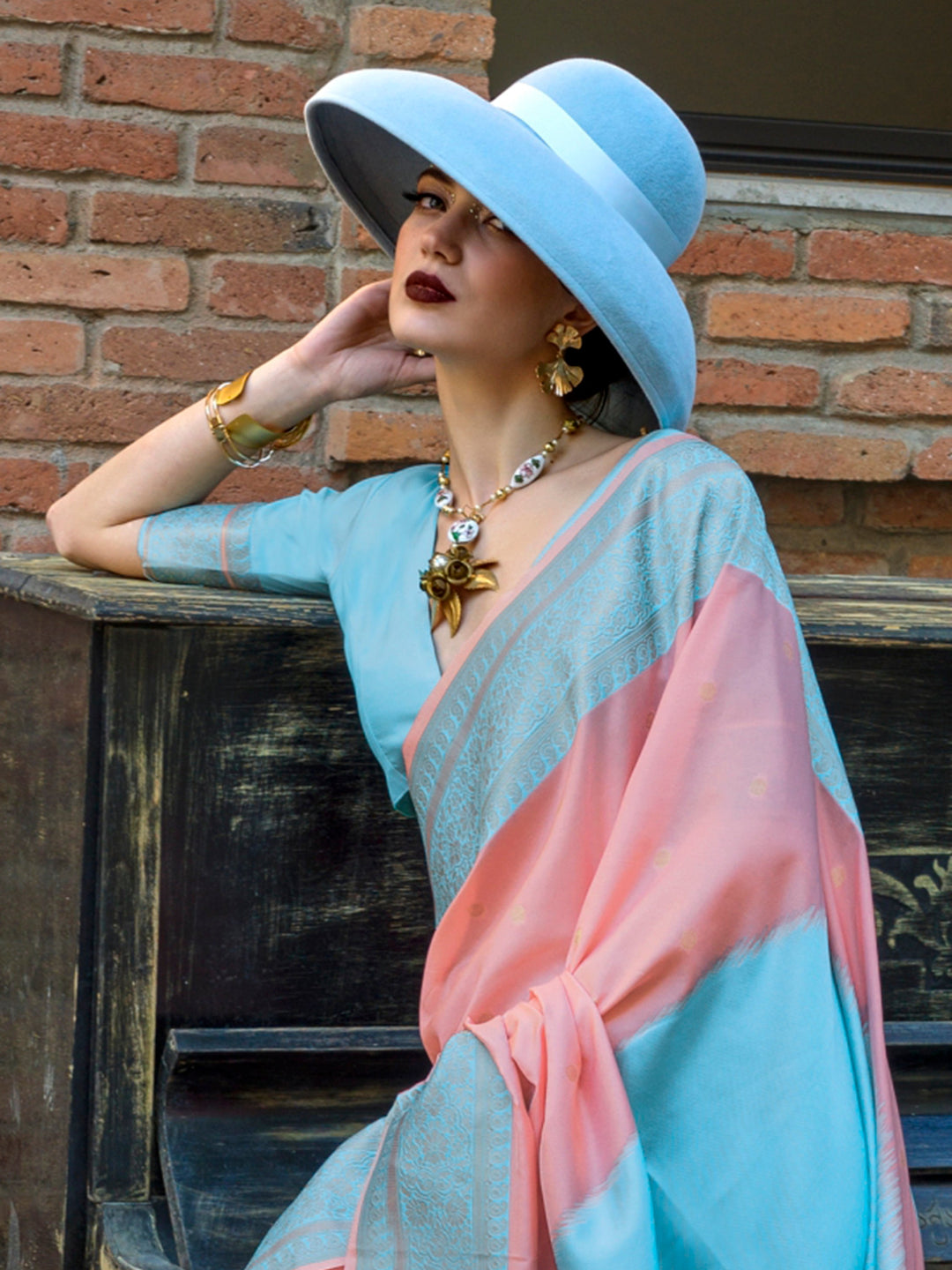 Vibrant color luxurious fabric exclusive attire crafted for elegance and style.