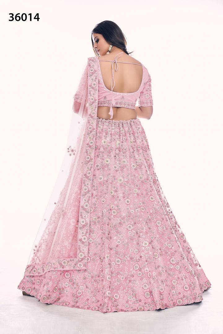 Bridal Embroidered Lehenga Set | Designer Soft Net Lehenga for Women