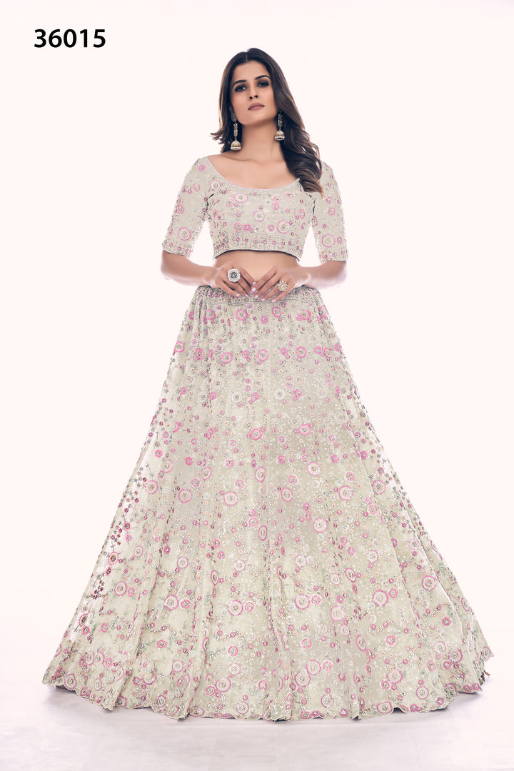 Bridal Embroidered Lehenga Set | Designer Soft Net Lehenga for Women