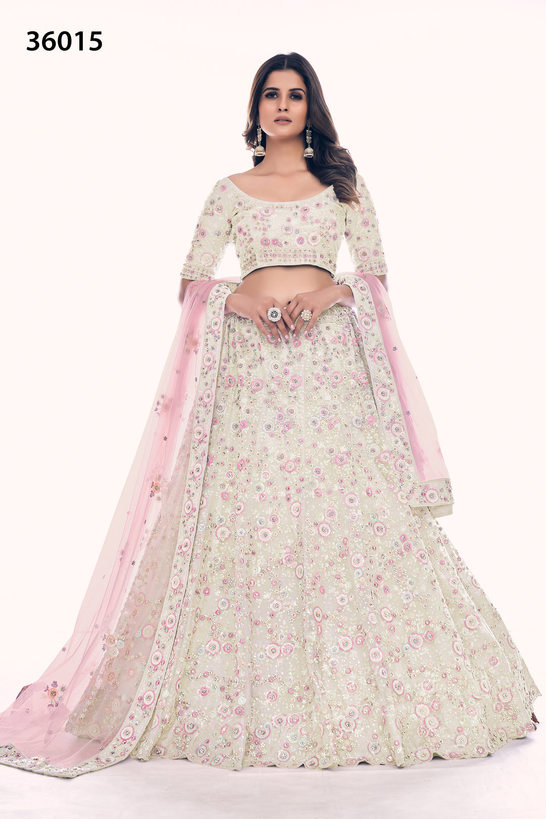 Bridal Embroidered Lehenga Set | Designer Soft Net Lehenga for Women