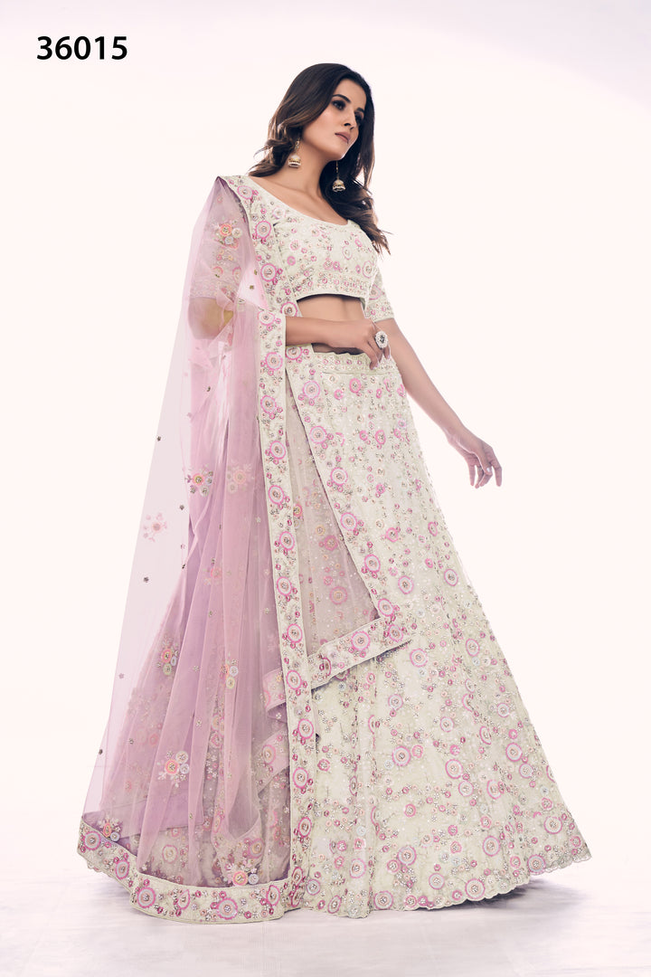 Bridal Embroidered Lehenga Set | Designer Soft Net Lehenga for Women