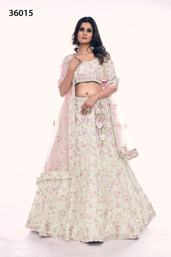 Bridal Embroidered Lehenga Set | Designer Soft Net Lehenga for Women