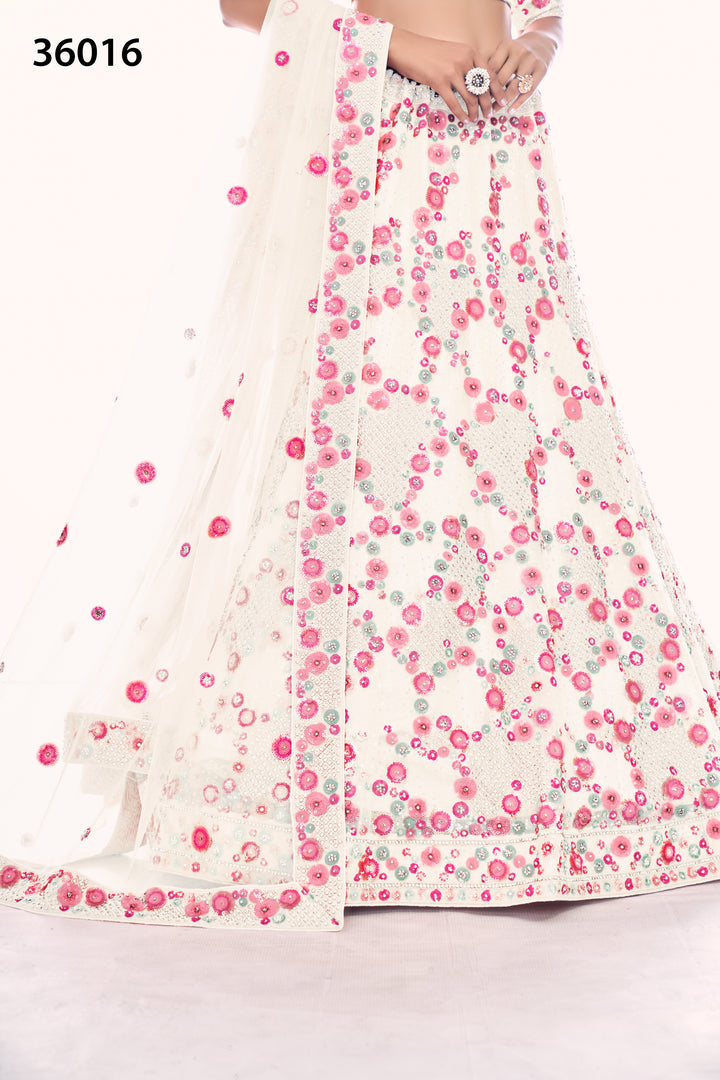 Designer Soft Net Lehenga Choli Set | Bridal Embroidered Lehenga for Women