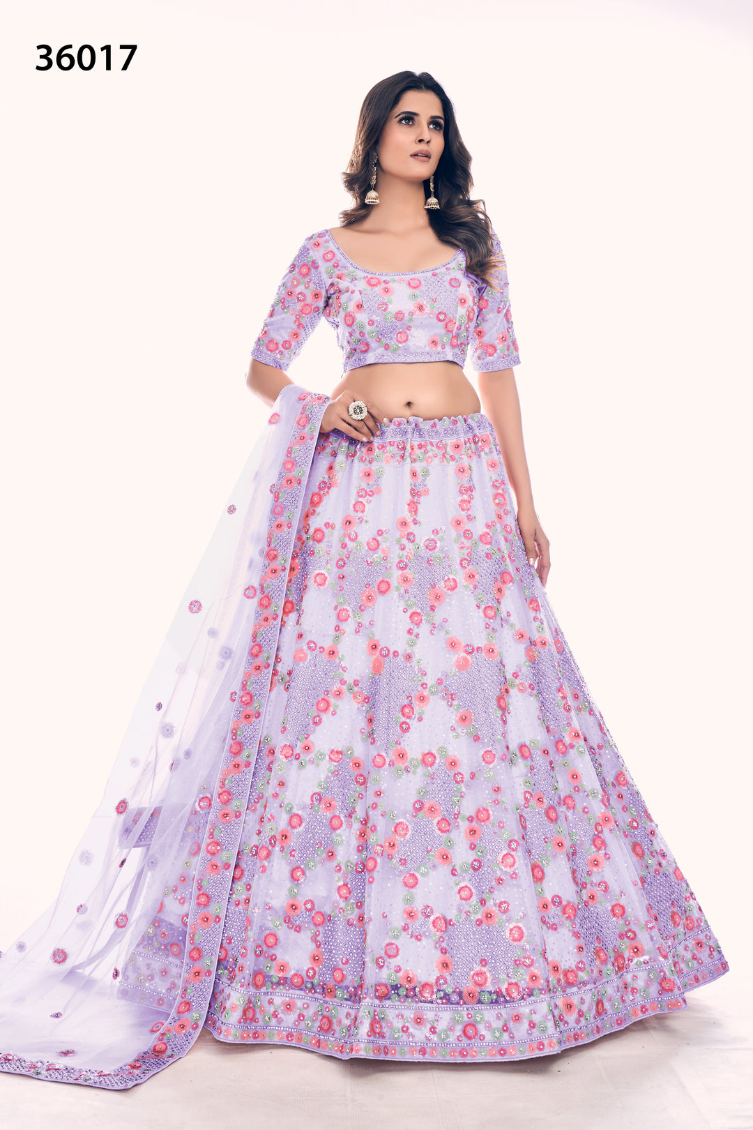 Designer Soft Net Lehenga Choli Set | Bridal Embroidered Lehenga for Women