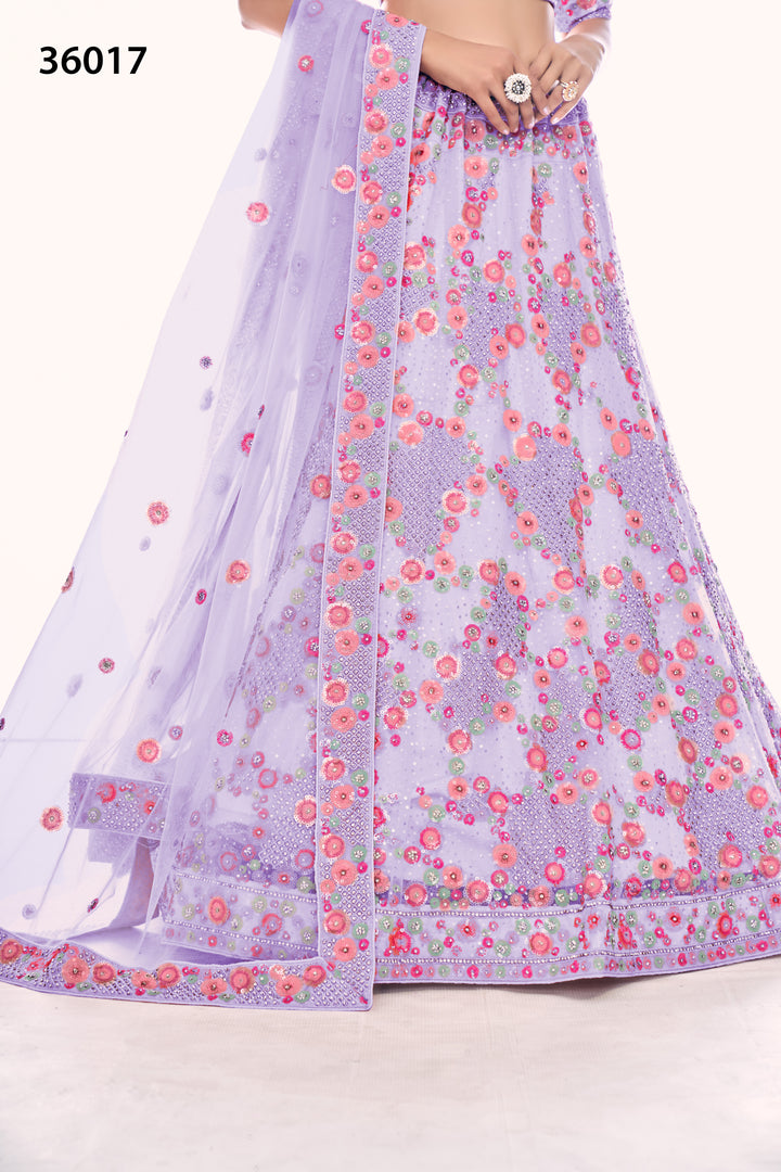 Designer Soft Net Lehenga Choli Set | Bridal Embroidered Lehenga for Women