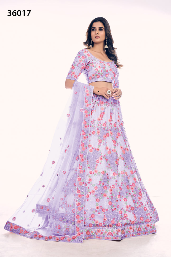 Designer Soft Net Lehenga Choli Set | Bridal Embroidered Lehenga for Women