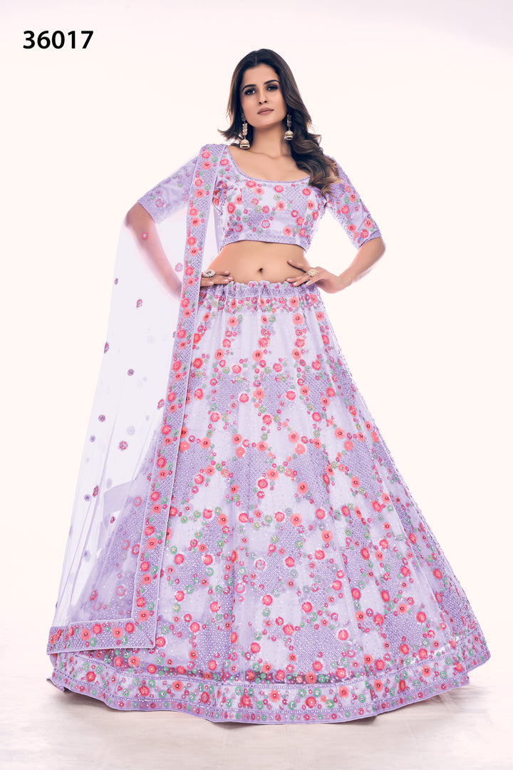 Designer Soft Net Lehenga Choli Set | Bridal Embroidered Lehenga for Women