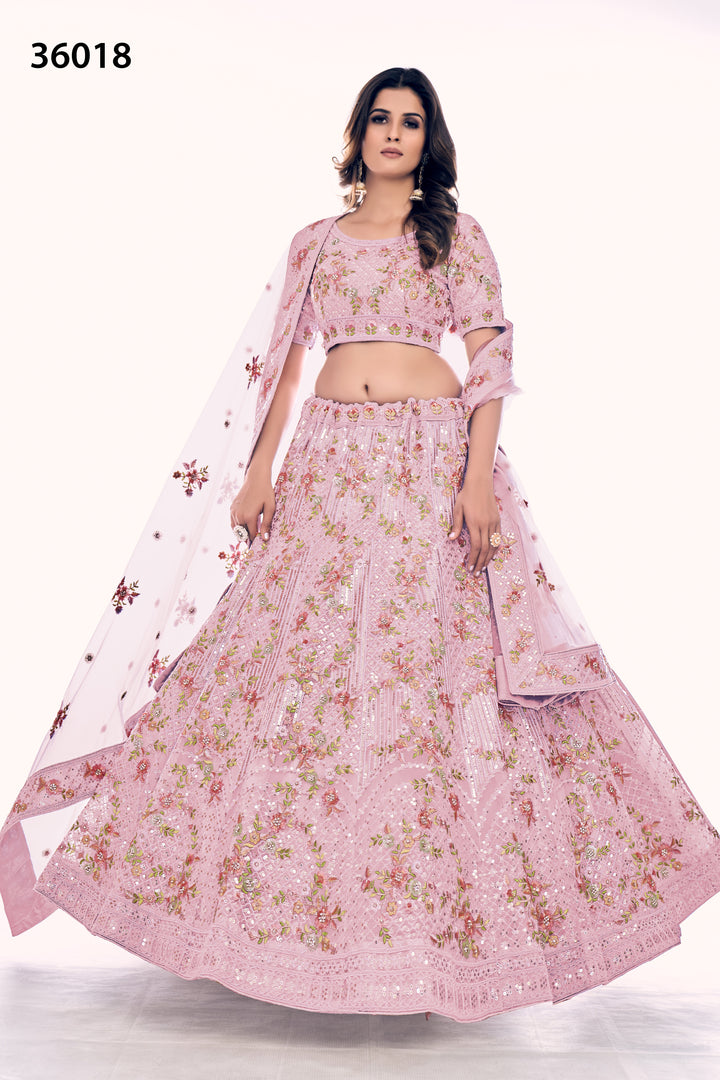 Luxurious Bridal Soft Net Lehenga | Embroidered Designer Lehenga Choli