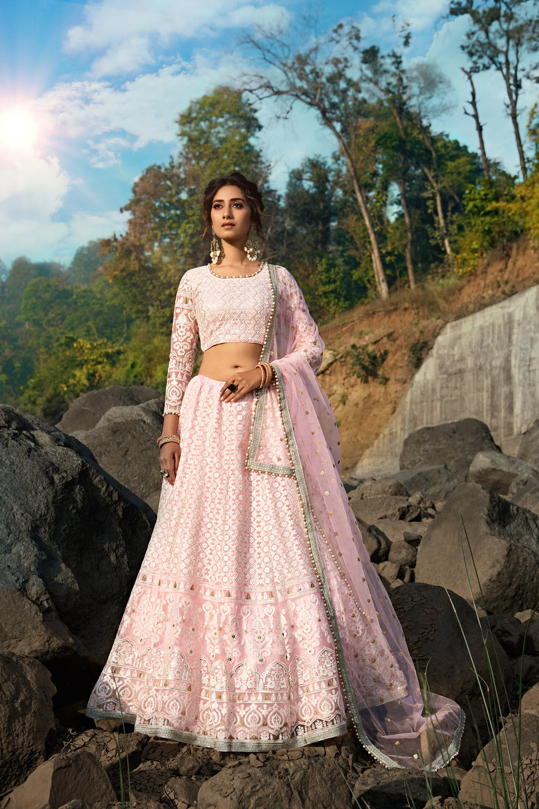 Elegant Pink Sequins & Zari Lehenga | Perfect for Weddings & Parties