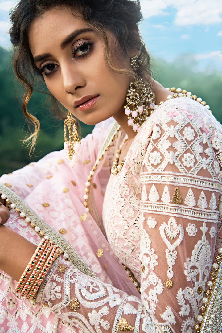 Elegant Pink Sequins & Zari Lehenga | Perfect for Weddings & Parties