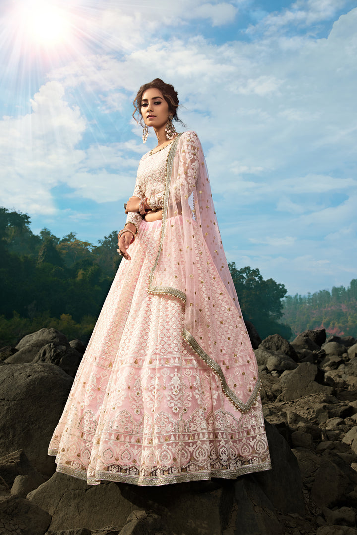 Elegant Pink Sequins & Zari Lehenga | Perfect for Weddings & Parties