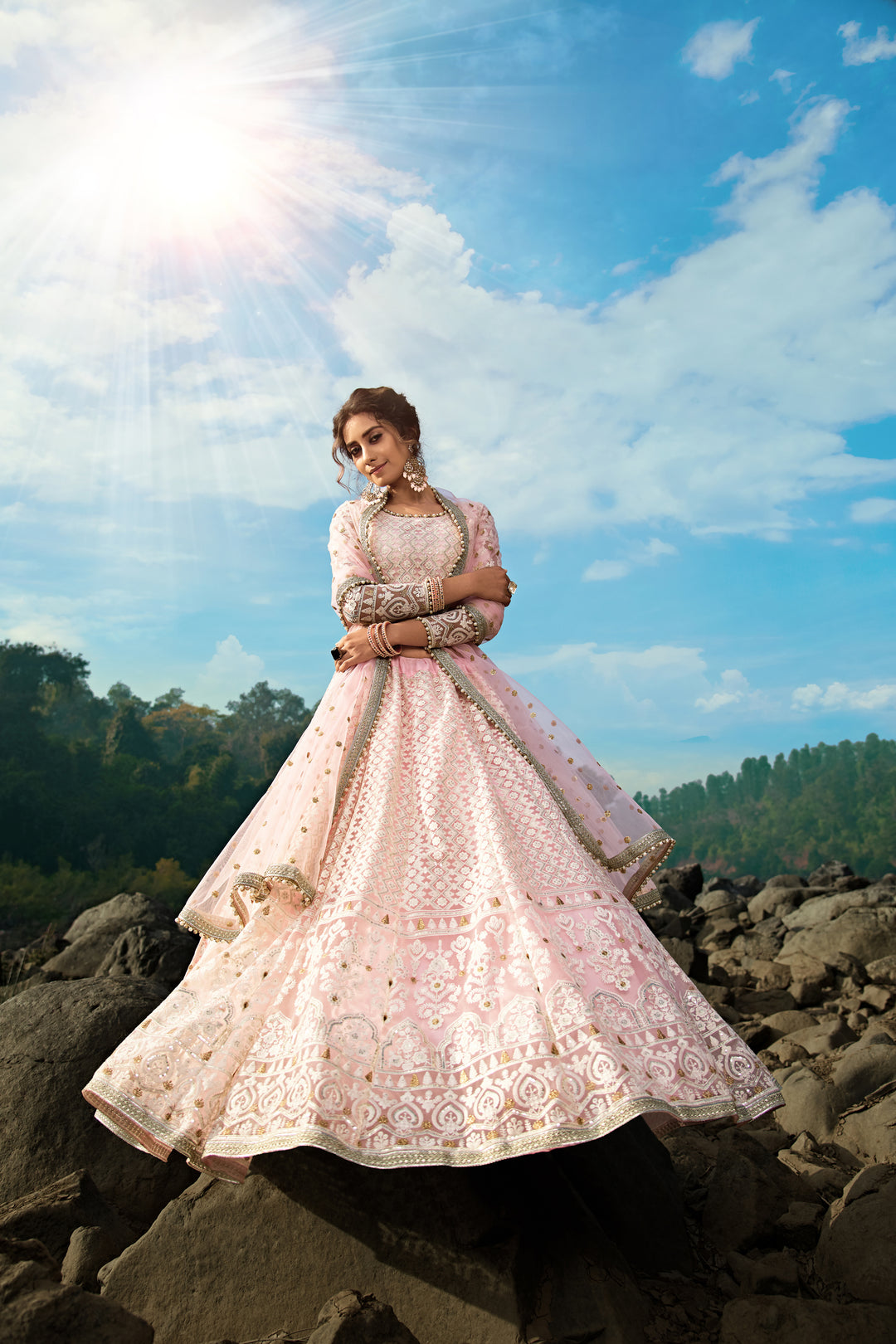 Elegant Pink Sequins & Zari Lehenga | Perfect for Weddings & Parties