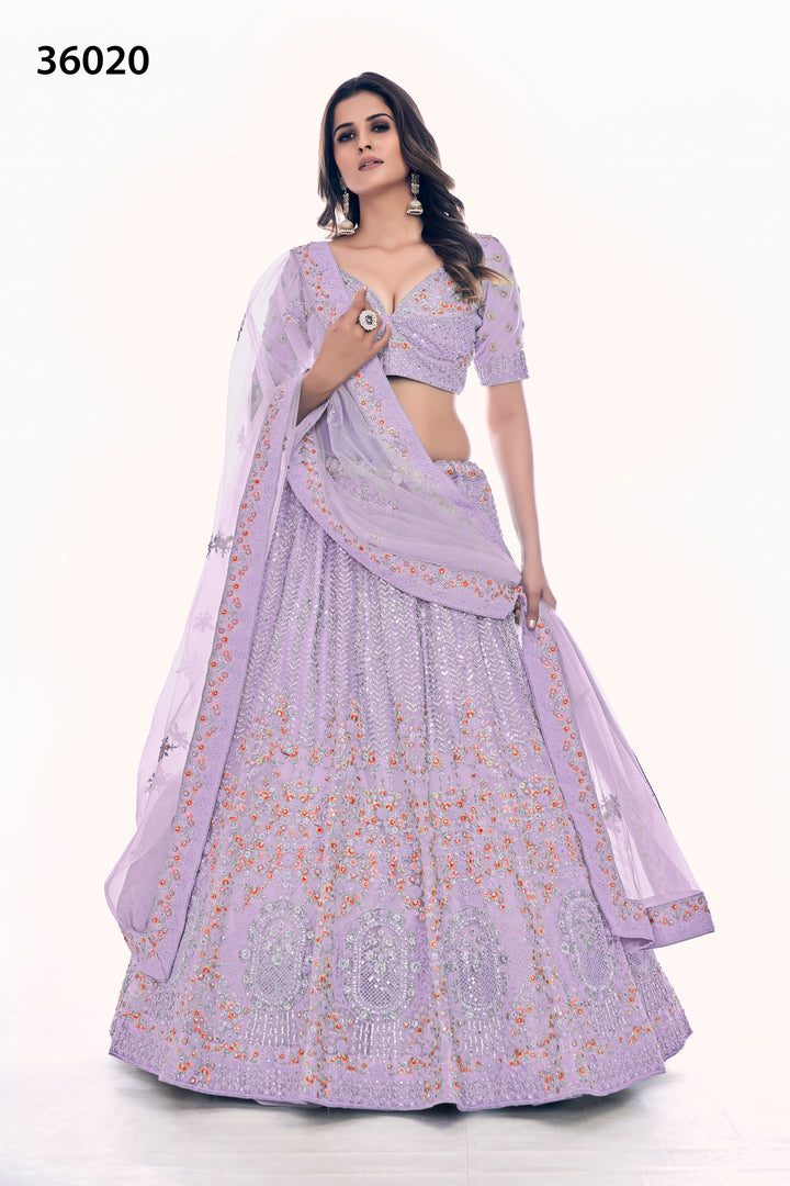 Exquisite Bridal Lehenga Choli | Soft Net Embroidered Wedding Lehenga