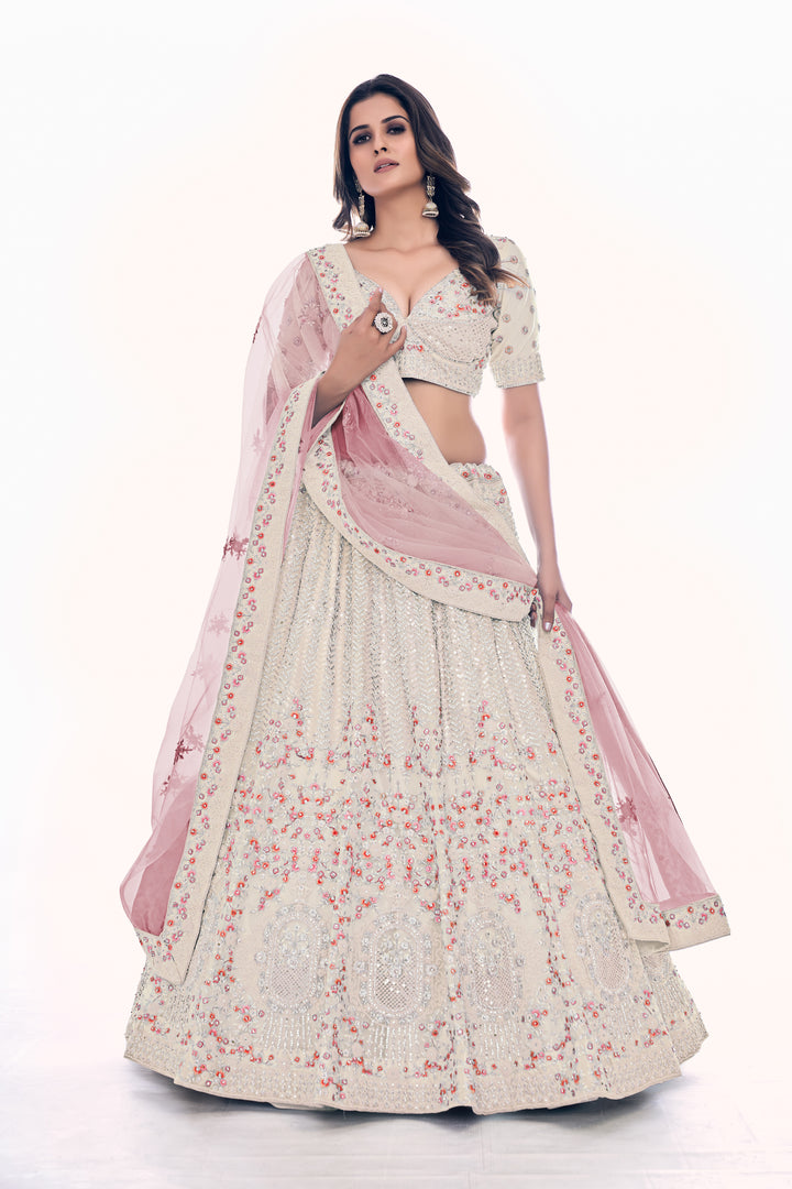 Exquisite Bridal Lehenga Choli | Soft Net Embroidered Wedding Lehenga