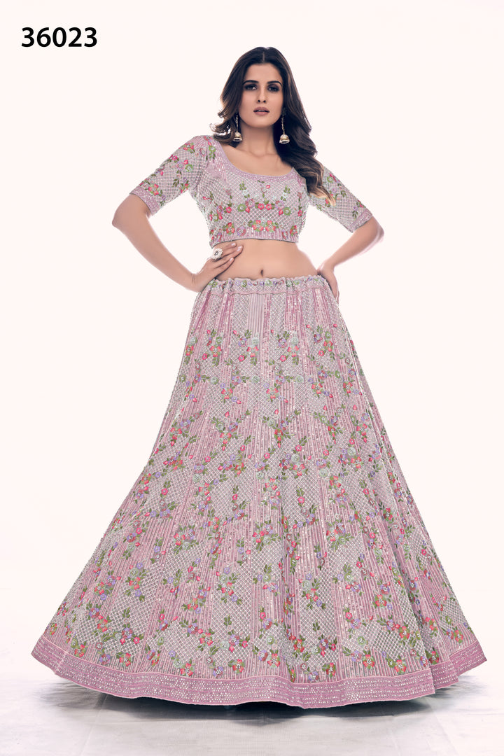 Intricate Embroidered Bridal Lehenga | Designer Soft Net Wedding Outfit