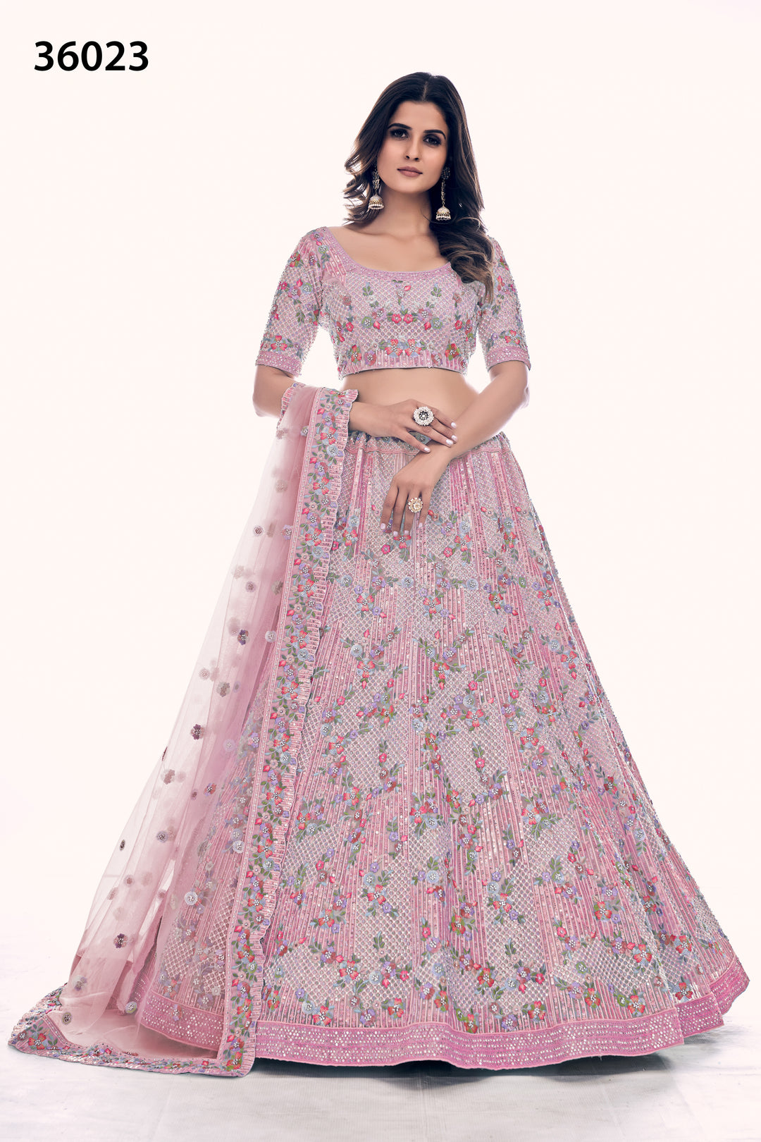 Intricate Embroidered Bridal Lehenga | Designer Soft Net Wedding Outfit