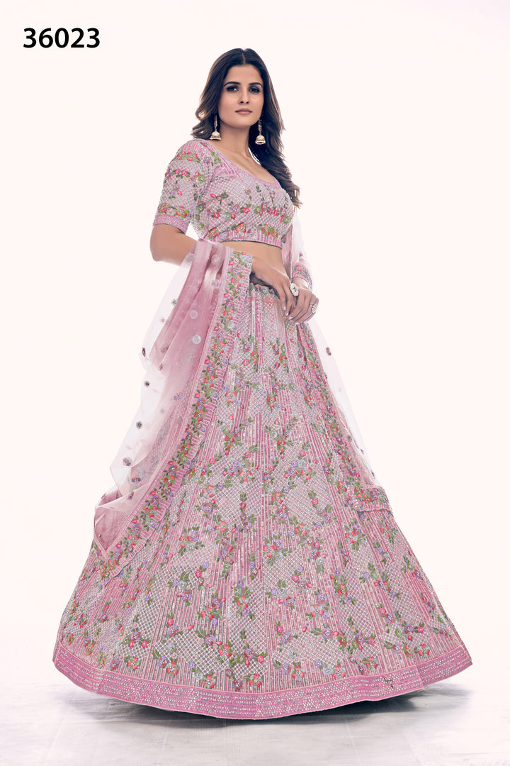 Intricate Embroidered Bridal Lehenga | Designer Soft Net Wedding Outfit