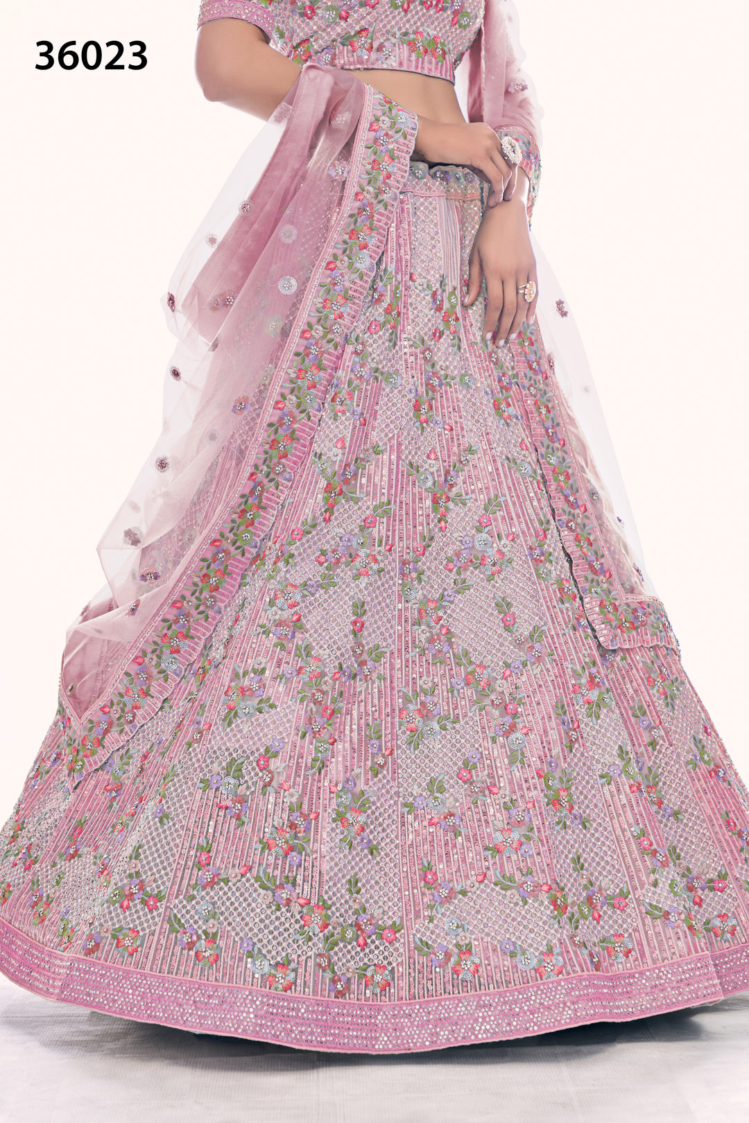 Intricate Embroidered Bridal Lehenga | Designer Soft Net Wedding Outfit