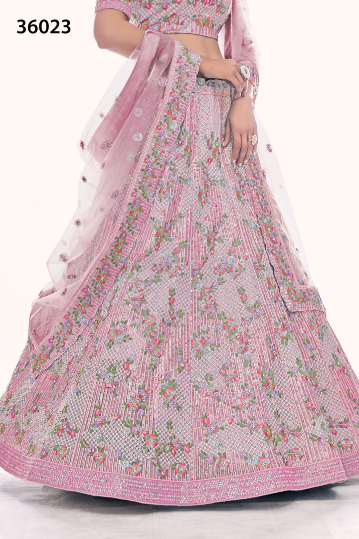 Intricate Embroidered Bridal Lehenga | Designer Soft Net Wedding Outfit