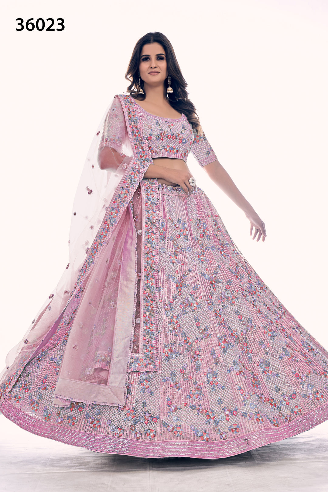 Intricate Embroidered Bridal Lehenga | Designer Soft Net Wedding Outfit