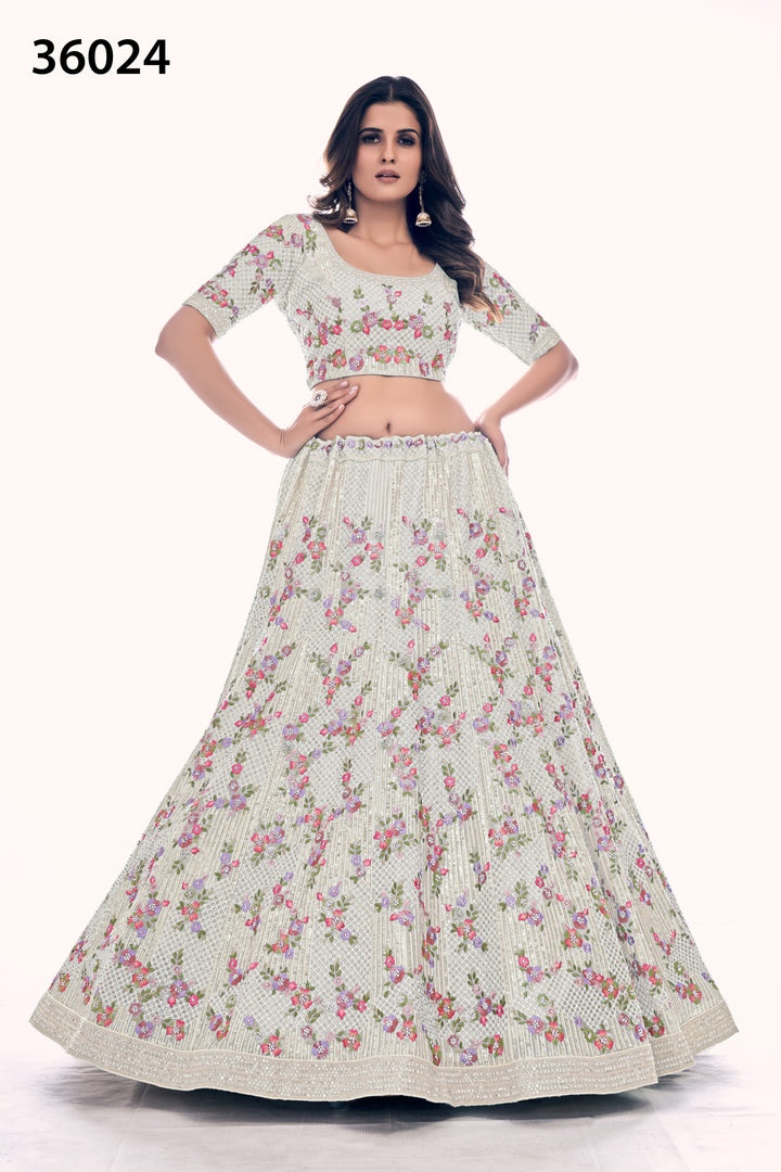 Intricate Embroidered Bridal Lehenga | Designer Soft Net Wedding Outfit