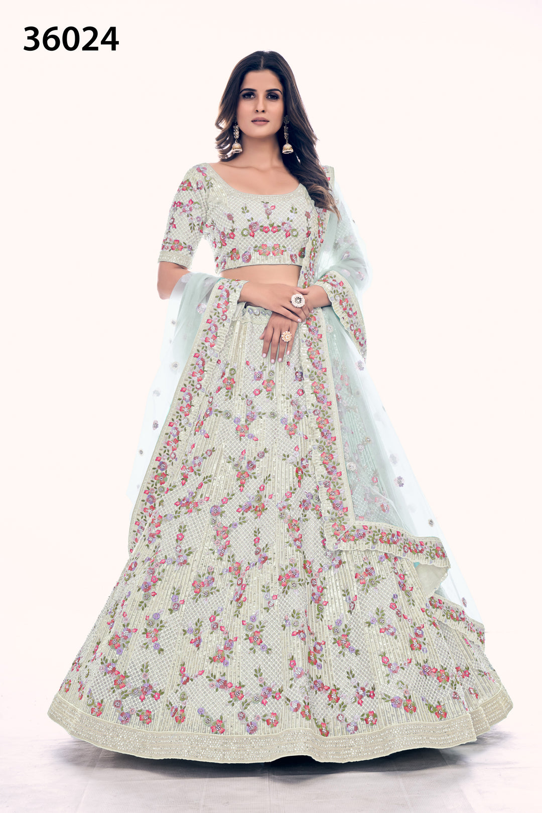 Intricate Embroidered Bridal Lehenga | Designer Soft Net Wedding Outfit