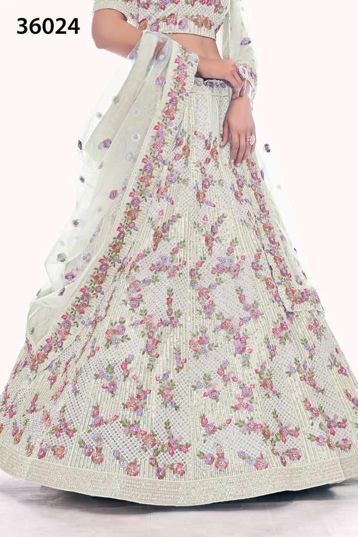 Intricate Embroidered Bridal Lehenga | Designer Soft Net Wedding Outfit