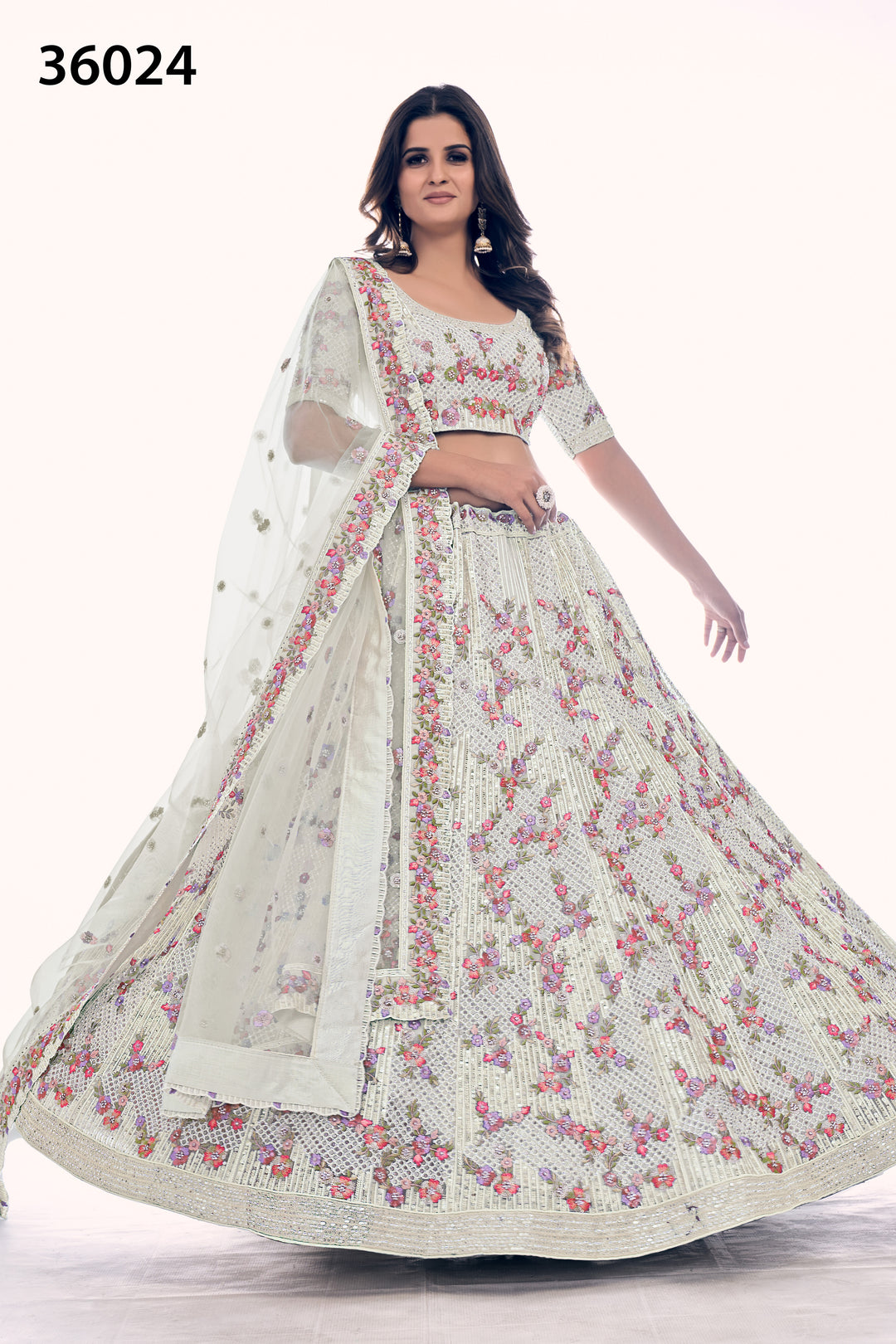 Intricate Embroidered Bridal Lehenga | Designer Soft Net Wedding Outfit